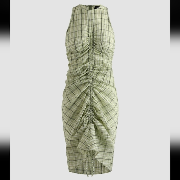 Cider Checked Patterned Ruched Midi Dress - Picture 10 of 10